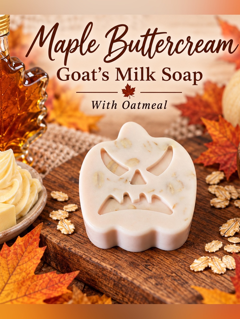 Maple Buttercream Scented Goats Milk Soap w/ Oatmeal-Handcrafted